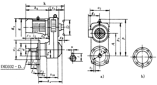 VARIBLOC®VU型法兰安装变速器外形尺寸